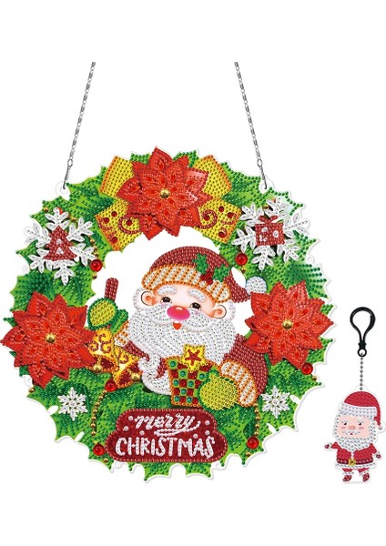 14 Noel Asılı Kolye Elmas Boyama Çelenk LED Işık ile Dıy Elmas Nakış Mozaik Kiti Noel Dekorasyon Süsleme (Yurt Dışından) fırsatları