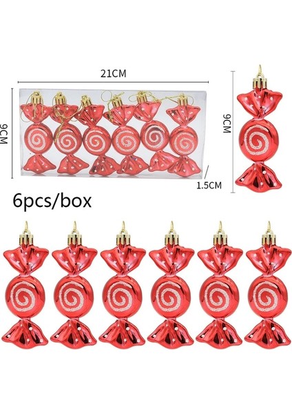 Kırmızı Şeker Bir Noel Ağacı Kolye Kutulu Galvanik Lolipop Kardan Adam Elk Noel Süsleri 2023 Yeni Yıl Noel Ev Dekor Navidad Hediyeler (Yurt Dışından)