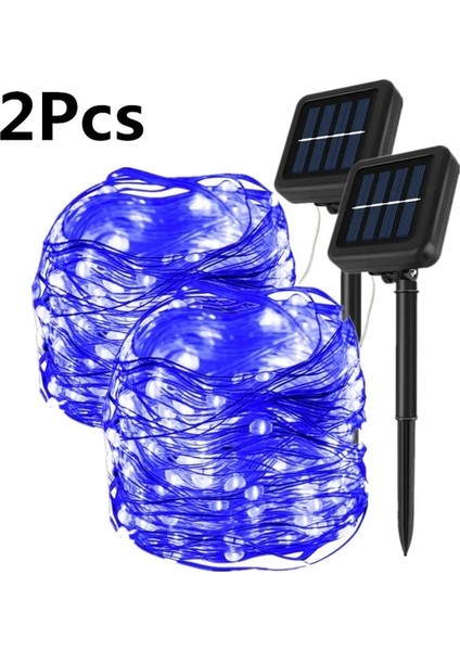 2 Adet Mavi 12 M 100 LED Güneş Dize Peri Işıkları 100/200 LED Su Geçirmez Açık Çelenk Güneş Enerjisi Lambası Yeni Yıl/düğün/noel Bahçe Dekor Için (Yurt Dışından)