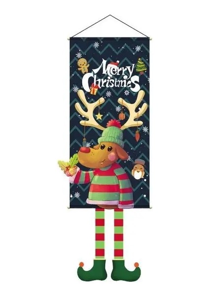 F 110X40 cm 2023 Merry Christmas Asılı Bez Posteri Yaratıcı Karikatür Arka Plan Kumaş Noel Dekor Ev Için Noel Kolye Navidad Noel (Yurt Dışından)