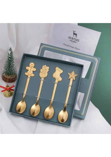 Altın Zencefilli Kurabiye-R 4 Adet Noel Kaşığı Yılbaşı Hediyeleri Merry Christmas Süsler Ev Için Noel Dekorasyon Noel Navidad Noel Yeni Yıl 2023 (Yurt Dışından)