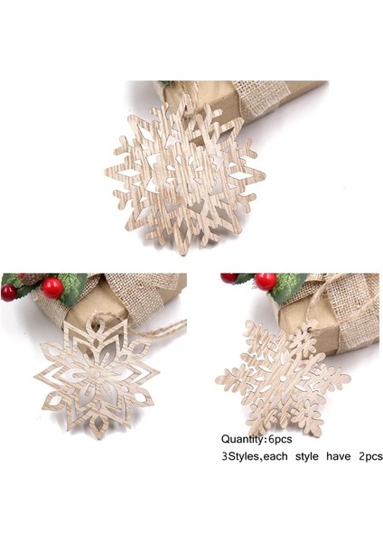 6pcs-Mix D 6pcs Avrupa Hollow Noel Kar Taneleri Ahşap Kolye Süsler Noel Ağacı Süs Noel Partisi Süslemeleri Çocuklar Için Hediye (Yurt Dışından)