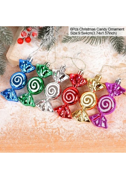 Mix Renk 6 Adet / Kutu Noel Şeker Kolye Noel Ağacı Askı Süsleri Noel Süslemeleri Ev 2022 Navidad Noel Yeni Yıl Çocuklar Hediye (Yurt Dışından)