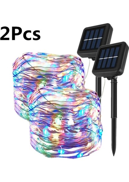 2 Adet Renkli 20 M 200 LED Güneş Dize Peri Işıkları 100/200 LED Su Geçirmez Açık Çelenk Güneş Enerjisi Lambası Yeni Yıl/düğün/noel Bahçe Dekor Için (Yurt Dışından) fiyatları