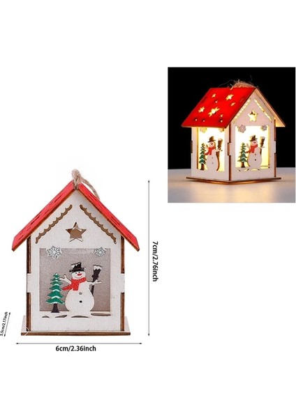 Kardan Adam Bir Noel LED Işık Ahşap Ev Aydınlık Kabin Noel Süslemeleri Ev Için Dıy Noel Ağacı Süsler Yeni Yıl 2023 Çocuklar Hediyeler (Yurt Dışından)