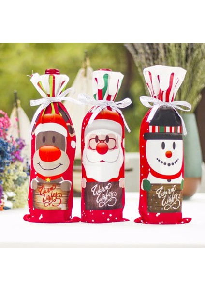 Noel Baba 2 Fengrise Ev Için Noel Süslemeleri Noel Baba Şarap Şişesi Kapağı Kardan Adam Çorap Hediye Sahipleri Noel Navidad Dekor Yeni Yıl (Yurt Dışından)