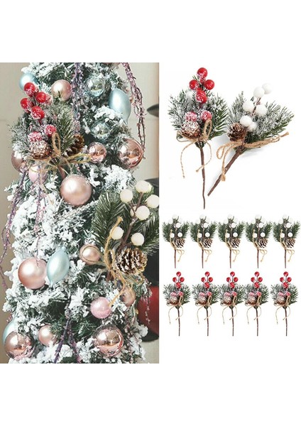 5 Adet Şampanya 5 Adet Noel Kırmızı Berry Yapay Çiçek Suni Çam Kozalağı Şube Yılbaşı Ağacı Süslemeleri Süs Hediye Paketleme Ev Dıy Çelenk (Yurt Dışından)
