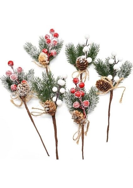 5 Adet Şampanya 5 Adet Noel Kırmızı Berry Yapay Çiçek Suni Çam Kozalağı Şube Yılbaşı Ağacı Süslemeleri Süs Hediye Paketleme Ev Dıy Çelenk (Yurt Dışından)