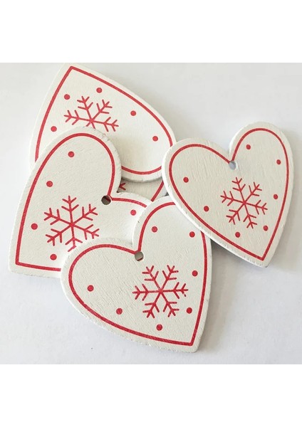 P10-KIRMIZI Kalp 10 Adet 5 cm Kırmızı Kalp Yıldız Çan Kar Tanesi Noel Süsler Kolye Doğal Ahşap Noel Asılı Konfeti Noel Ağacı Süslemeleri (Yurt Dışından)