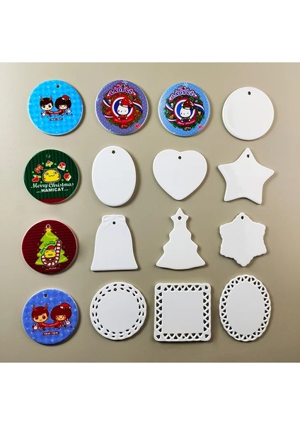 Kalp 10 Adet Süblimasyon 3 Inç Seramik Yuvarlak Kolye Noel Ağacı Süsler Tatil Dekor Halat ile Boş Dıy Isı Basın Baskı (Yurt Dışından) modelleri