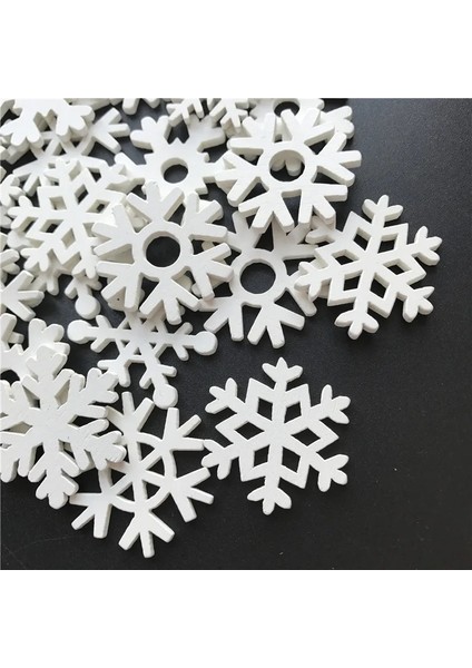 4-TREE-50PCS 50PC 35MM Mix Şekil Ahşap Beyaz Kar Taneleri Noel Süsleri Noel Ahşap Kolye Ev Için Yeni Yıl Noel Melek Süslemeleri (Yurt Dışından) fırsatları