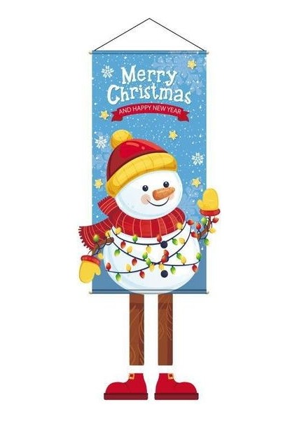G 110X40 cm 2023 Merry Christmas Asılı Bez Posteri Yaratıcı Karikatür Arka Plan Kumaş Noel Dekor Ev Noel Kolye Navidad Noel (Yurt Dışından)