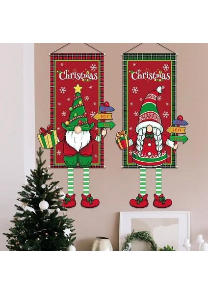 G 110X40 cm 2023 Merry Christmas Asılı Bez Posteri Yaratıcı Karikatür Arka Plan Kumaş Noel Dekor Ev Noel Kolye Navidad Noel (Yurt Dışından)