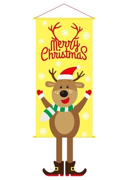 I 110X40 cm 2023 Merry Christmas Asılı Bez Posteri Yaratıcı Karikatür Arka Plan Kumaş Noel Dekor Ev Noel Kolye Navidad Noel (Yurt Dışından)