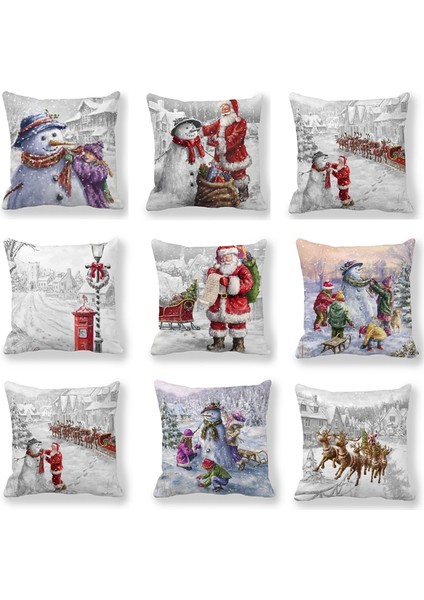 Bffc 18 45X45 cm Noel Yastık Örtüsü Merry Christmas Süslemeleri Ev Için Noel Baba Pamuk Keten Kapak Yastık Ev Dekor Yastık Kılıfı (Yurt Dışından)
