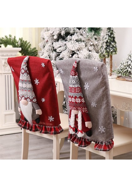 212-KIRMIZI Gnome Noel Gnome Sandalye Kapak Merry Christmas Süslemeleri Ev Için Navidad 2023 Noel Dekor Hediyeler Mutlu Yeni Yıl 2024 Kerst Natale (Yurt Dışından)