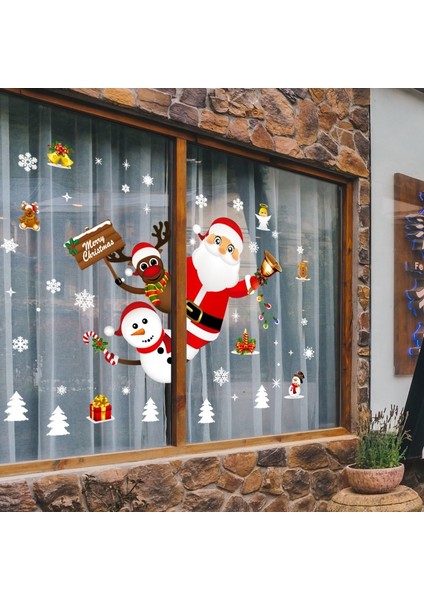 Stil 17-03 Pencere Etiket Noel Süsler Noel Baba Mutlu Noel Dekor Ev Için 2021 Çelenk Yeni Yıl 2022 Noel Navidad Noel Hediyesi (Yurt Dışından)
