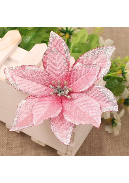 Pembe 5 Adet 5/10 Adet 13 cm Glitter Yapay Çiçek Noel Süslemeleri Ev Için Mutlu Noel Ağacı Dekorasyon Navidad 2022 Noel Süsleme (Yurt Dışından)