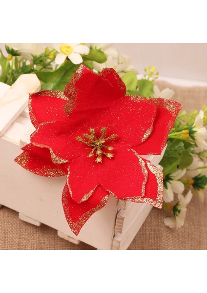 Pembe 5 Adet 5/10 Adet 13 cm Glitter Yapay Çiçek Noel Süslemeleri Ev Için Mutlu Noel Ağacı Dekorasyon Navidad 2022 Noel Süsleme (Yurt Dışından)
