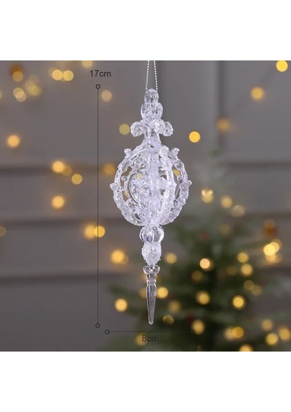 F Kar Tanesi Saçağı Bırak Süsler Kristal Yılbaşı Ağacı Şeffaf Dekorasyon Kolye Noel Ev Dekorasyonu Navidad 2023 (Yurt Dışından)