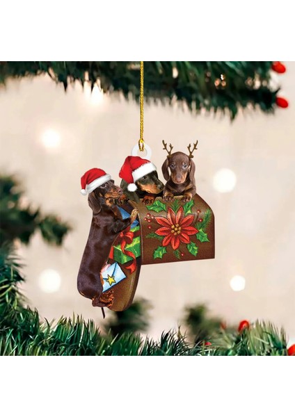 C Bir Boyut Noel Köpekler Süs Çift Taraflı Akrilik Noel Ağacı Kolye Vitray Lot Kristal Boncuk (Yurt Dışından)