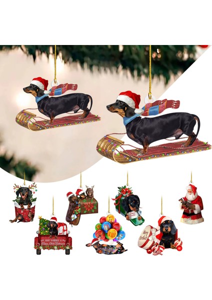 C Bir Boyut Noel Köpekler Süs Çift Taraflı Akrilik Noel Ağacı Kolye Vitray Lot Kristal Boncuk (Yurt Dışından)