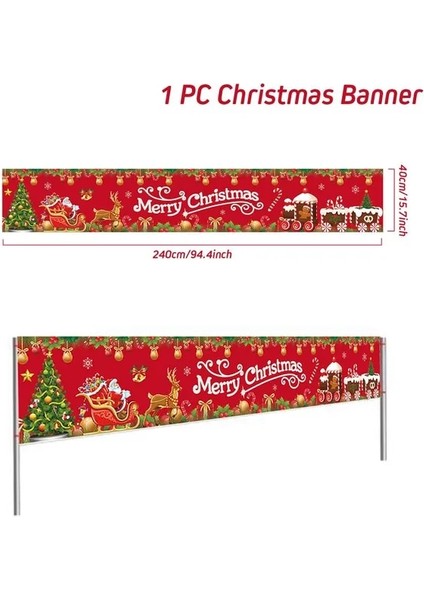Stil 1 Resim Olarak Noel Açık Hava Banner Bayrak Merry Christmas Dekorasyon 2023 Noel Süsleri Hediyeler Navidad Noel Natal Mutlu Yıllar 2024 (Yurt Dışından)