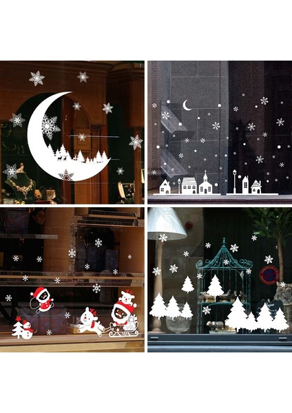 Stil 21 Noel Pencere Çıkartmaları Ay Kar Tanesi Geyik Etiket Merry Christmas Süslemeleri Ev Noel 2022 Dekor Mutlu Yeni Yıl 2023 (Yurt Dışından) fiyatları
