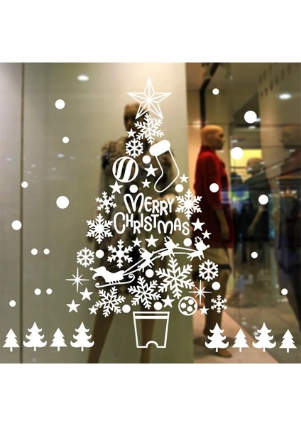 Stil 21 Noel Pencere Çıkartmaları Ay Kar Tanesi Geyik Etiket Merry Christmas Süslemeleri Ev Noel 2022 Dekor Mutlu Yeni Yıl 2023 (Yurt Dışından) fırsatları