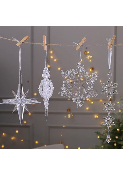 Bir Kar Tanesi Saçağı Damla Süsler Kristal Noel Ağacı Şeffaf Dekorasyon Kolye Noel Ev Dekorasyon Navidad 2023 (Yurt Dışından) fırsatları