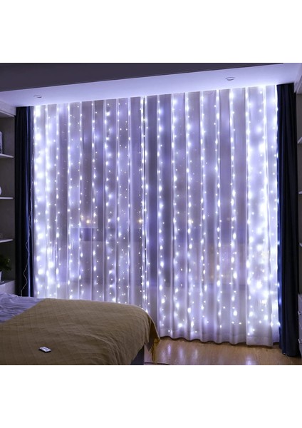 Beyaz 3m x 1m 105LED Perde LED Dize Işıklar Noel Dekorasyonu 3m Uzaktan Kumanda Tatil Düğün Peri Çelenk Işıkları Yatak Odası Dış Mekan Ev Için (Yurt Dışından) fiyatları