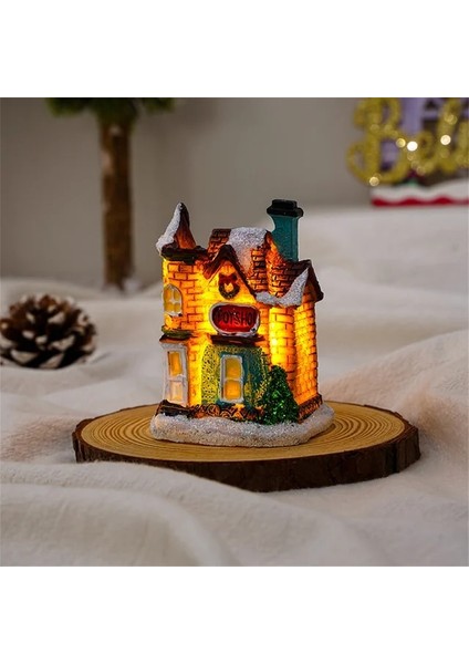 E Noel LED Işık Ev Yılbaşı Ağacı Süsler LED Reçine Küçük Köy Evi Noel Glow Dekor Hediye 2023MUTLU Yeni Yıl Dekorları (Yurt Dışından)