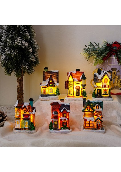 E Noel LED Işık Ev Yılbaşı Ağacı Süsler LED Reçine Küçük Köy Evi Noel Glow Dekor Hediye 2023MUTLU Yeni Yıl Dekorları (Yurt Dışından) fiyatları