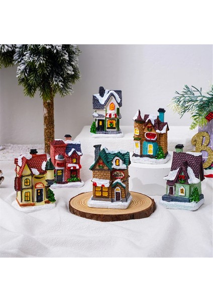E Noel LED Işık Ev Yılbaşı Ağacı Süsler LED Reçine Küçük Köy Evi Noel Glow Dekor Hediye 2023MUTLU Yeni Yıl Dekorları (Yurt Dışından) indirimleri