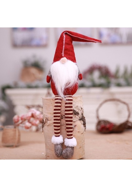 E-Kırmızı Noel Dekorasyon Peluş Bebek Asılı Bacak El Taşlama Kahve Gnome Bebek Çiftlik Evi Mutfak Için Peluş Bebek Cadılar Bayramı Dekor (Yurt Dışından)