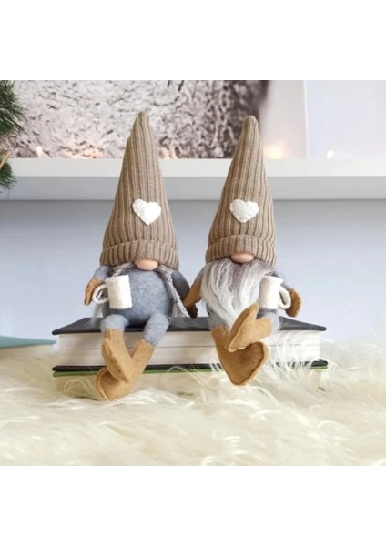 E-Kırmızı Noel Dekorasyon Peluş Bebek Asılı Bacak El Taşlama Kahve Gnome Bebek Çiftlik Evi Mutfak Için Peluş Bebek Cadılar Bayramı Dekor (Yurt Dışından) modelleri