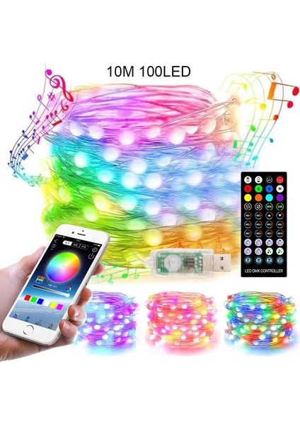 10M 100LED 5/10/20M LED Bluetooth Dize Işık Yılbaşı Ağacı Dekorasyon Uzaktan Kumanda USB Düğün Navidad Çelenk Perde Lambası Peri Ev (Yurt Dışından)