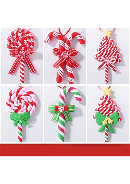 6 Adet Şeker Kolye Noel Ağacı Dekorasyon Süs Simüle Yumuşak Kil Lolipop Kırmızı Beyaz Şeker Kamışı Noel Ağacı Kolye Noel 2023 Dekor Ev Için (Yurt Dışından)