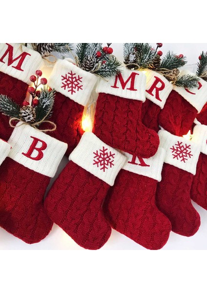 M Noel Alfabe Örgü Çorap Yılbaşı Ağacı Süsleri Noel Süslemeleri Ev 2022 Navidad Noel 2023 Noel Hediyesi (Yurt Dışından)
