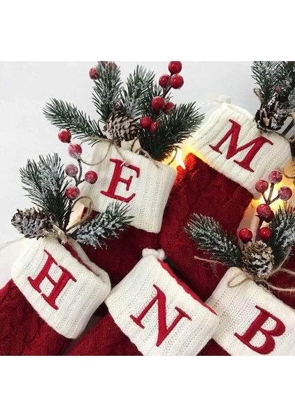 M Noel Alfabe Örgü Çorap Yılbaşı Ağacı Süsleri Noel Süslemeleri Ev 2022 Navidad Noel 2023 Noel Hediyesi (Yurt Dışından)