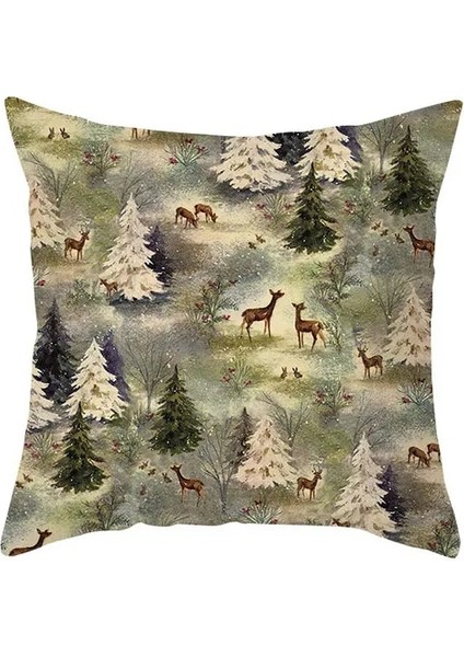 TPR478-15 45X45 cm Noel Yastık Örtüsü Merry Christmas Süslemeleri Ev Için Noel Baba Pamuk Keten Kapak Yastık Ev Dekor Yastık Kılıfı (Yurt Dışından)