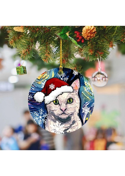 F Noel Süslemeleri Ahşap Düz Kedi El Sanatları Kolye Güzel Hayvan Noel Şapka Kedi Ağacı Askı Süsleri Yeni Yıl Noel Hediyesi Oyuncak (Yurt Dışından) indirimleri