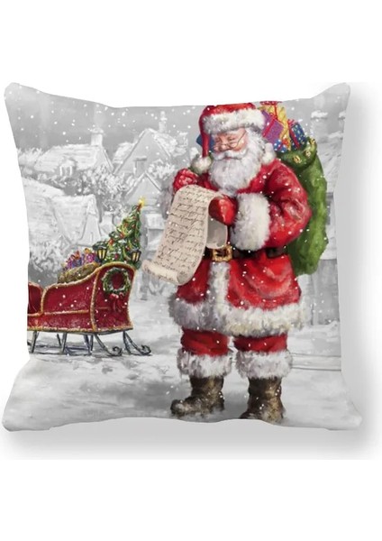 Bffc 8 45X45 cm Noel Yastık Örtüsü Merry Christmas Süslemeleri Ev Için Noel Baba Pamuk Keten Kapak Yastık Ev Dekor Yastık Kılıfı (Yurt Dışından)