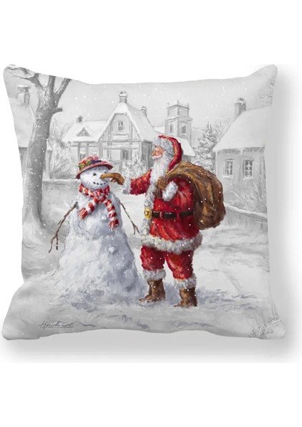 Bffc 8 45X45 cm Noel Yastık Örtüsü Merry Christmas Süslemeleri Ev Için Noel Baba Pamuk Keten Kapak Yastık Ev Dekor Yastık Kılıfı (Yurt Dışından)