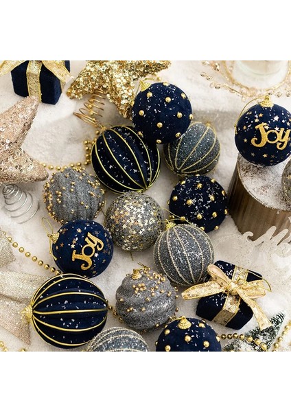 Şarap Kırmızısı Yay Noel Topu Boyalı Top Altın Simli Şampanya Glitter Yıldız Noel Ağacı Asılı Pencere Dekorasyonu Küçük Hediyeler Oyuncaklar (Yurt Dışından)