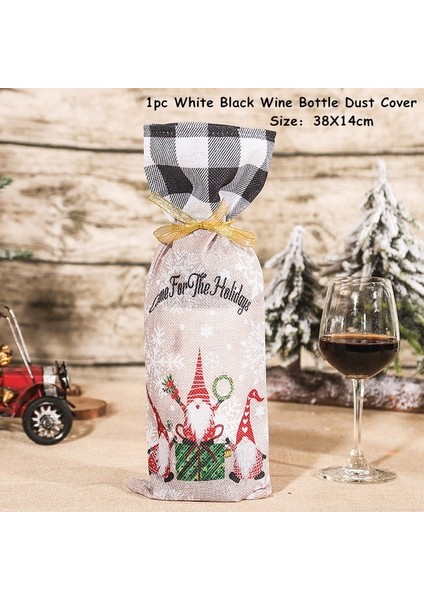 205--BEYAZ SIYAH-2023 Yeni Yıl Hediyesi Son Gnome Yüzü Olmayan Şarap Şişesi Kapağı Noel Ev Navidad Için Noel Noel Süslemeleri 2022 Yemeği Masa Dekor (Yurt Dışından)