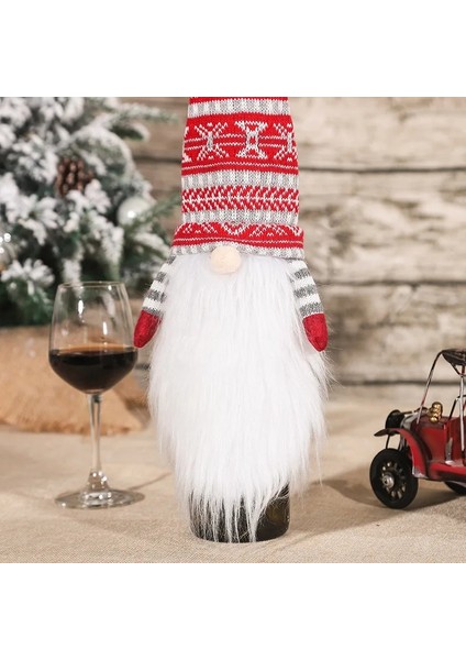 205--BEYAZ SIYAH-2023 Yeni Yıl Hediyesi Son Gnome Yüzü Olmayan Şarap Şişesi Kapağı Noel Ev Navidad Için Noel Noel Süslemeleri 2022 Yemeği Masa Dekor (Yurt Dışından) modelleri