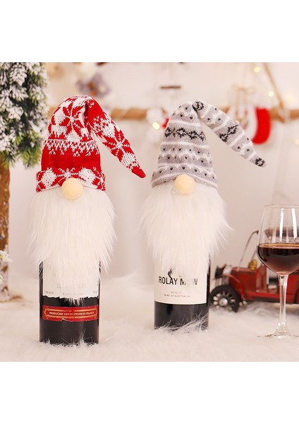 205--BEYAZ SIYAH-2023 Yeni Yıl Hediyesi Son Gnome Yüzü Olmayan Şarap Şişesi Kapağı Noel Ev Navidad Için Noel Noel Süslemeleri 2022 Yemeği Masa Dekor (Yurt Dışından) fırsatları