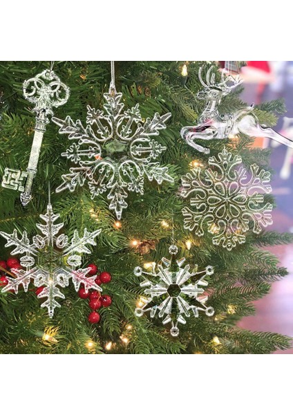 6 Adet 4.7 cm 1 Takım Noel Şeffaf Kolye Akrilik Geyik/kar Tanesi/melek Süsler Noel Ağacı Asılı Dekorasyon Noel Hediye Malzemeleri (Yurt Dışından)