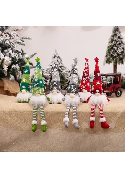 A01-KIRMIZI Kısa Bacak 1 Adet Noel Gnomes Peluş LED Parlayan Yüzü Olmayan Uzun Bacak Bebek Noel Ağacı Noel Kolye Cüce Süsler Parti Süslemeleri (Yurt Dışından)